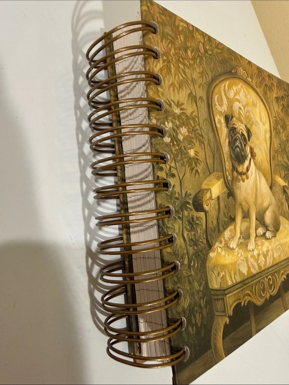 Gold Pug Spiral Notebook — Decorative Journal